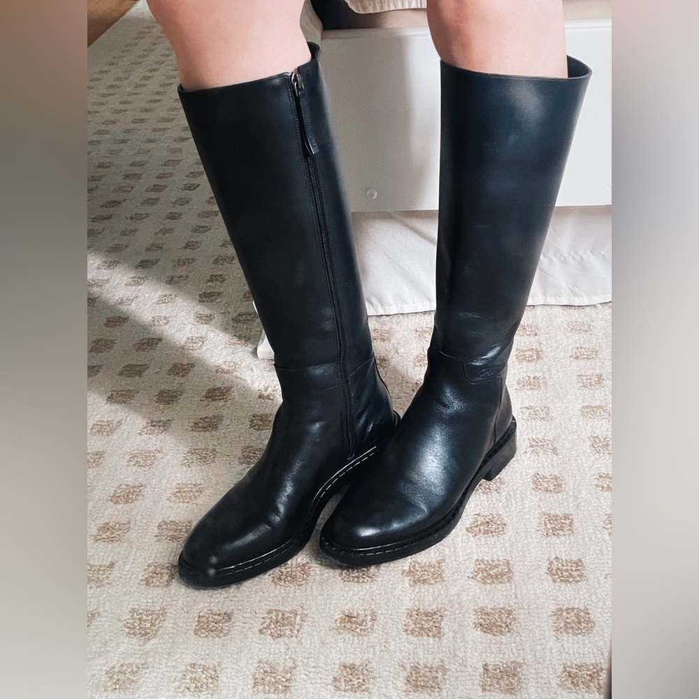 Reformation Nancy black leather knee boots